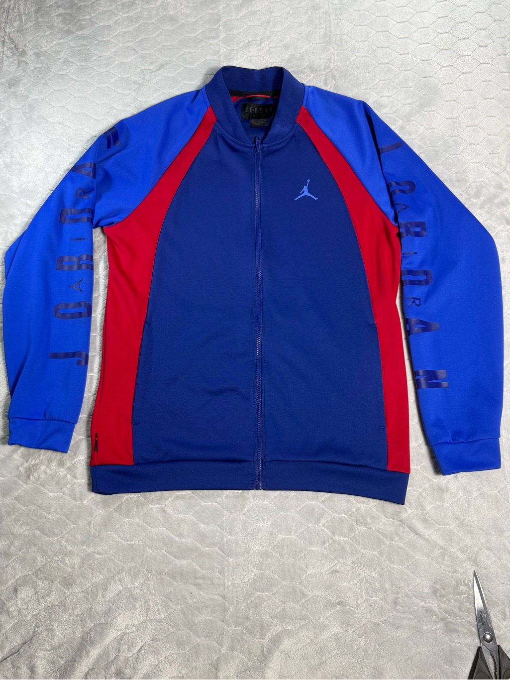 Jordan Air Track Jacket Mens Large Blue Red Full Zip Jumpman Athletic